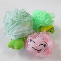 Éponge de bain exfoliante en forme de fleur de dessin animé avec dentelle à pois, mignonne, pour le dos