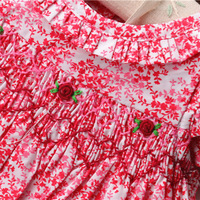 Robe smockée à la main Jiefute en gros, motif floral personnalisé, faible MOQ, robe d'été pour filles, prix abordables, ensemble de vêtements pour enfants de boutique