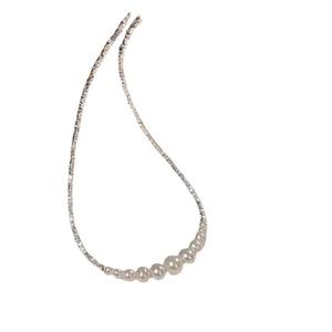 S925 Pure <b>Silver</b> Natural Freshwater <b>Pearl</b> <b>Necklace</b> Versatile High-End Collarbone Design Gentle Niche with Crushed <b>Silver</b> Detail - Product Image 5