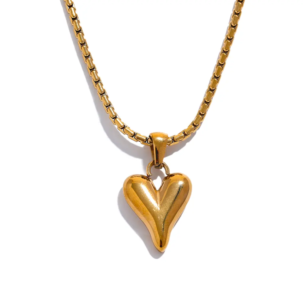 JINYOU 1505 высококачественное ожерелье из нержавеющей стали 316l с подвеской в виде сердца, Золотое серебро, романтическое очарование, текстурированные ювелирные изделия, подарок для женщин
