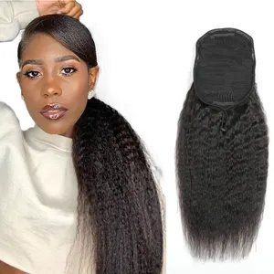 Factory Outlet Drawstring Ponytail Unprocessed Indian Human Raw Virgin Hair Extension Wavy Kinky Curly Straight Hair