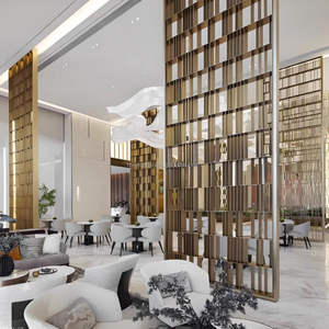 لوحة حائط عصرية فاخرة من الفولاذ المقاوم للصدأ مقسمة للغرف مقطعة بالليزر لردهة الفندق عنصر ديكور خارجي للداخل - Product Image 1