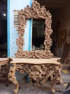 Mesa de Centro Moderna para Sala de Estar, Madera Sólida, con Espejo, Diseño de Mediados de Siglo, Hecha a Mano, de Lujo - Product Image 3