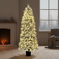 Sapin de Noël en cèdre pré-éclairé automatique avec LED, de haute qualité, écologique, en PE+PVC+feuilles de pin floquées, lumières jaunes chaudes, fabriqué par l'usine Yi Wu