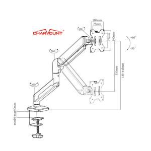 Soporte de Monitor Charmount de 17"-32" con Brazo Único y Resorte de Gas, Superventas - Product Image 2
