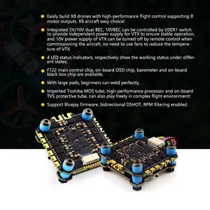 SoloGood F722 ICM42688P Uçuş Kontrol Cihazı BLHELI_S 60A 80A 4'ü 1 arada ESC <span class=keywords><strong>2</strong></span>-6S FPV Yığını Freestyle Drone Parçaları için - Product Image 5