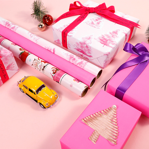2024 New <b>Christmas</b> Print Gift <b>Wrapping</b> <b>Paper</b> Packing 43*300 cm Pink Gift Wrap <b>Paper</b> Packaging - Product Image 5