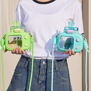 Creative Cartoon Rabbit <b>Plastic</b> <b>Cup</b> With Strap Portable <b>Drink</b> Container For Kids Students Adults - Product Image 1