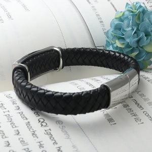 yunnique Titanium Steel Skull Bracelet Black <b>Braided</b> Leather Band Fashion Jewelry for Men Women Unisex <b>Accessory</b> - Product Image 3