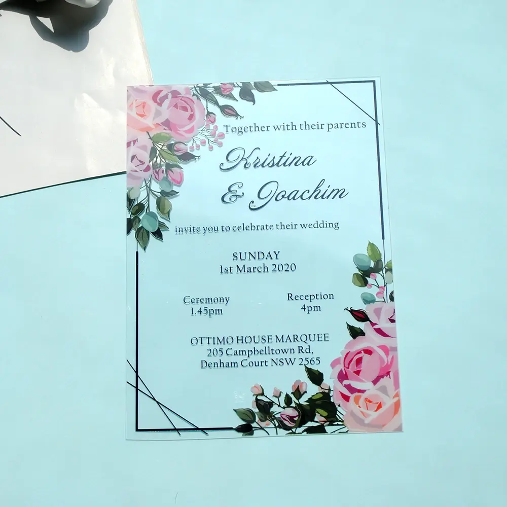 Clair inviter personnalisé personnalisé doux baptême fête esthétique anniversaire acrylique mariage Quinceanera cartes d'invitation