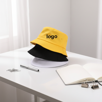 Topi Bucket Motif Daun Kartun Warna Solid Logo Kustom Bordir Cetak Bahan Katun Bernapas Unisex Kasual Outdoor Sehari-hari