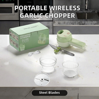 Hachoir Électrique Portable Sans Fil pour Ail, Mini Hachoir à Légumes, Moteur Puissant, Broyeur Alimentaire pour Épices/Herbes, en Métal, Facile à Utiliser