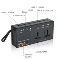 Mini station d'alimentation portable pour le camping en plein air, solaire MPPT 150W, batterie lithium-ion avec prise AC 110V/220V et charge sans fil