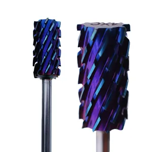 Mata bor kuku elektrik rotasi berlian, mata bor kuku elektrik kepala besar tajam 4XC tungsten carbide Nano blue