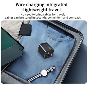 Retractable 65W PD USB C Charger EU US <b>Plug</b> 65W GaN Fast Phone Wall Charger with 60CM Retractable Cable - Product Image 4