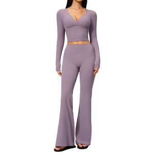 Yoga Suit Set Womens Quick-dry Spandex/nylon Workout Wear Outdoor Casual Running High-waisted
