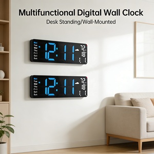 Reloj Despertador Digital LED de 12 Pulgadas, de Pared, con Calendario, Semana, Pronóstico del Tiempo, Puerto USB, para Hogar, Oficina, Escritorio/Mesa - Product Image 2