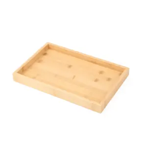 100% natural bamboo rectangular serving tray for food drink decor in home kitchen bathroom