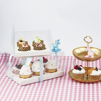 Cupcake Muffin Case 6 8 12 Trou Transparent Clair Gâteau Dessert Boîte Clair Pet Cupcake Boîte Plié Gâteau Emballage Boîte
