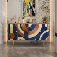Meuble de salon moderne de luxe léger Shengxuan, console de salle à manger et de chambre à coucher en laiton fait main, armoire haut de gamme durable à panneaux surélevés