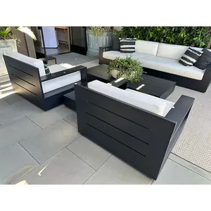 Venta al por mayor muebles de patio sofá impermeable al aire libre muebles de fundición de aluminio conjunto de moda sofá de jardín