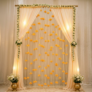 Orange Pearl Flower Garland Hanging Floral Decoration for Wedding Mehndi Haldi Baby Shower Stage Backdrop - Product Image 1