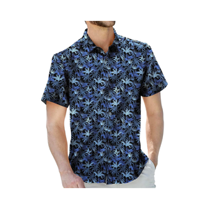 Camicia in Jersey Casual con bottoni larghi da uomo con stampa tropicale hawaiana manica corta elasticizzata 180 grammi di peso - Product Image 1