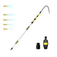 VITOP Perche télescopique de nettoyage de gouttières en aluminium jaune de 4,5 m, conception écologique réutilisable, interrupteur à bouton en plastique, modèle domestique