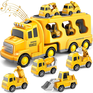 <span class=keywords><strong>Camion</strong></span> de construction jouets voitures pour tout-petits Friction puissance véhicule porte-jouet transport camions voiture ensemble âge 3-9 garçons et filles - Product Image 1
