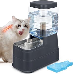 Cat Dog Pet Automatic Water Dispenser Gravity Waterer Feeder with Stainless Steel Bowl <b>Large</b> Capacity Raised Bowls with Filter - Product Image 1