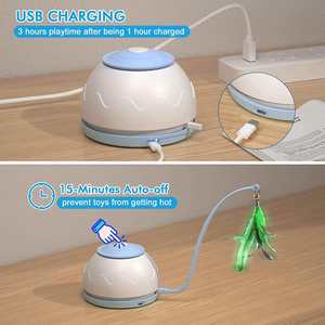 Juguete Eléctrico Ecológico Educativo Moderno con Plumas, Carga Inteligente, para Gatos, Material ABS, Diseño de Dibujos Animados, Interactivo, con Movimiento - Product Image 5