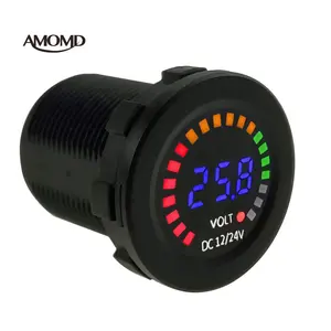 Вольтметр для дорожного прицепа Amomd-RV, светодиодный цифровой дисплей автомобиля, индикация зуммера предупреждения о низком напряжении, 12 В постоянного тока, 24 В