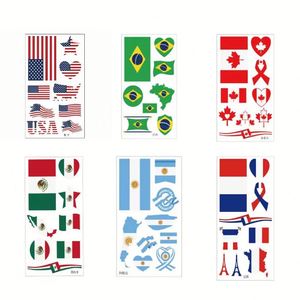 Tatouages temporaires Coupe du Monde de Football 2026 en gros - Autocollants visage drapeaux USA Canada Mexique en vrac pour les fans de sport, fournitures pour le jour du match - Product Image 1