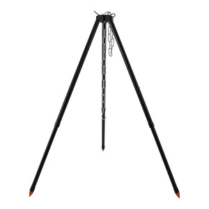 Outdoor Camping <b>Tripod</b> Aluminum Alloy Adjustable Height Hanging Pot Rack For Fire Cooking Black Triangle Shape - Product Image 5