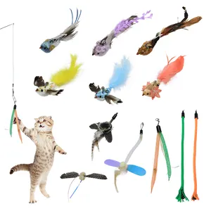 Симпатичные игрушки в форме птицы, сменная голова, игрушки для кошек, интерактивные обучающие игрушки для домашних животных для собак и кошек
