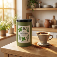 Boîte en métal ronde noire mate de luxe, hermétique, personnalisée, pour l'emballage du café, du lait et du pain