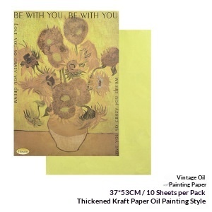 Papier d'emballage pour fleurs écologique en gros avec motif peinture à l'huile, papier kraft 35x50cm pour l'emballage de bouquets frais - Product Image 5