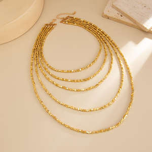 Collar de Moda con Cuentas Cuadradas de Diseño Nuevo, Collar de Varias Capas con Cuentas CCB, Chapado en Oro de 18K, Conjunto de Collares de Joyería con Cadena de Eslabones para Mujer - Product Image 6