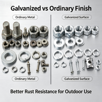 Kit de Surtido de Herrajes de Acero al Carbono Galvanizado Grado 4.8: Pernos Hexagonales, Tuercas, Arandelas Planas y de Resorte, Antioxidantes