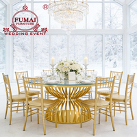 Ensembles de tables à manger en acier inoxydable doré titane, tables rondes de luxe pour mariage et réceptions