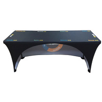 Nappe rectangulaire extensible en Spandex noir de 6 pieds pour table DJ rectangulaire à des fins publicitaires