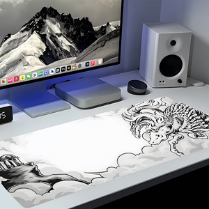 Tapis de souris de jeu et de bureau de style japonais Ryujin & Sakura, motifs de dragons japonais peints à la main - Product Image 3