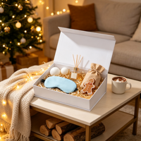 Coffret Cadeau de Noël Blanc avec Masque de Sommeil, Diffuseur, Sac en Papier Kraft, Couverture Pain d'Épices – Ensemble Cadeau en Gros