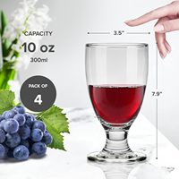 Verre à pied en cristal de 10 oz pour vin rouge et blanc, jus, thé glacé, eau – Idéal pour les banquets, fêtes et mariages