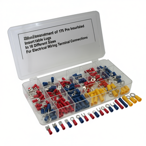 Assortment Of 175 Pre Insulated Cable Lugs In 18 Different Sizes For Electrical Wiring <b>Terminal</b> Connections - Product Image 2