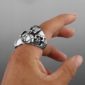 Punk phong cách đa thép không gỉ mát Bộ Xương Nhẫn Gothic chết SKU LL Bộ Xương tuyên bố retro cổ điển titan thép vòng - Product Image 2