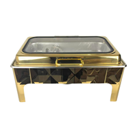 Nouveau Réchaud de Buffet Professionnel 9L en Acier Inoxydable Doré avec Couvercle Hydraulique pour Restauration et Maintien au Chaud des Aliments