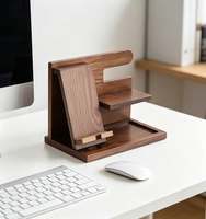 Base de Carga de Bambú Moderna Personalizable con Grabado, Soporte Universal para Teléfono Celular, Organizador de Llaves y Relojes para el Hogar, Venta al Por Mayor