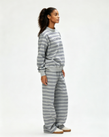 Sweat-shirt à col montant rayé verticalement pour femme, manches longues