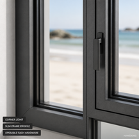 Hangxing Schmalrahmen-Eckfenstersystem mit Meerblick, Festverglasung, Bewegliche Fensterflügel, Maßanfertigung, B2B Großhandelslieferanten